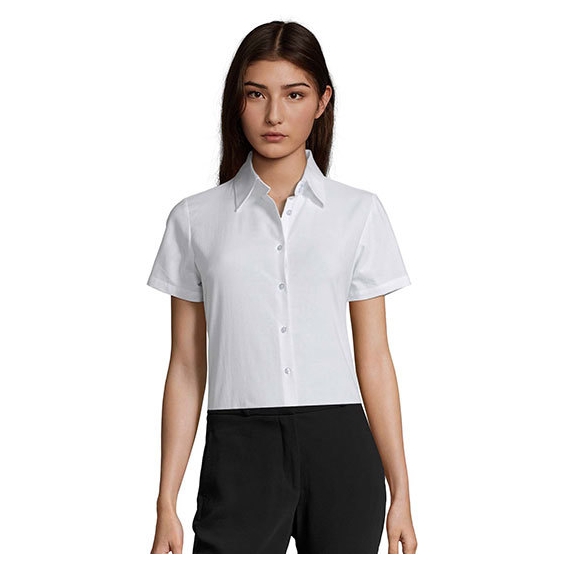 Ladies` Oxford-Blouse Elite Short Sleeve