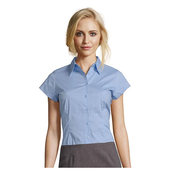 Ladies` Stretch-Blouse Excess Shortsleeve