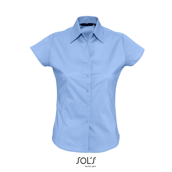 Ladies` Stretch-Blouse Excess Shortsleeve