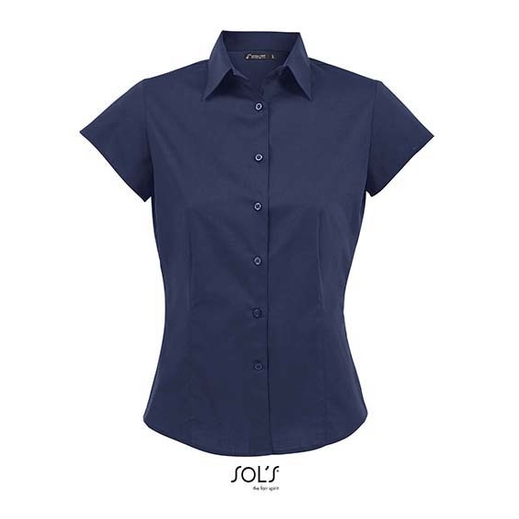 Ladies` Stretch-Blouse Excess Shortsleeve