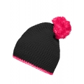 Pompon Hat with Contrast Stripe