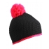 Pompon Hat with Contrast Stripe
