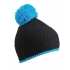 Pompon Hat with Contrast Stripe