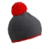 Pompon Hat with Contrast Stripe