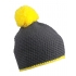 Pompon Hat with Contrast Stripe