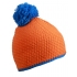 Pompon Hat with Contrast Stripe