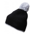 Pompon Hat with Contrast Stripe