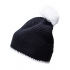 Pompon Hat with Contrast Stripe