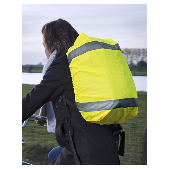 High visibility elasticated cover for backpacks