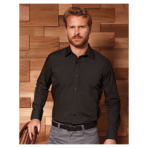 Men`s Long Sleeve Fitted Poplin Shirt