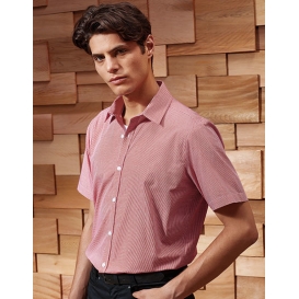 Men `Microcheck (Gingham) Short Sleeve Cotton Shirt