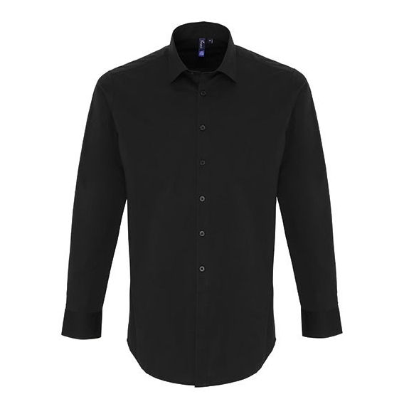 Mens Stretch Fit Poplin Long Sleeve Cotton Shirt