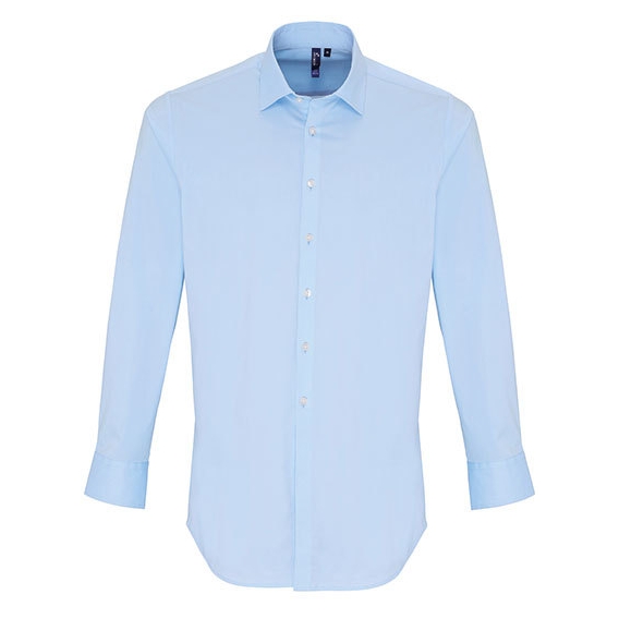 Mens Stretch Fit Poplin Long Sleeve Cotton Shirt