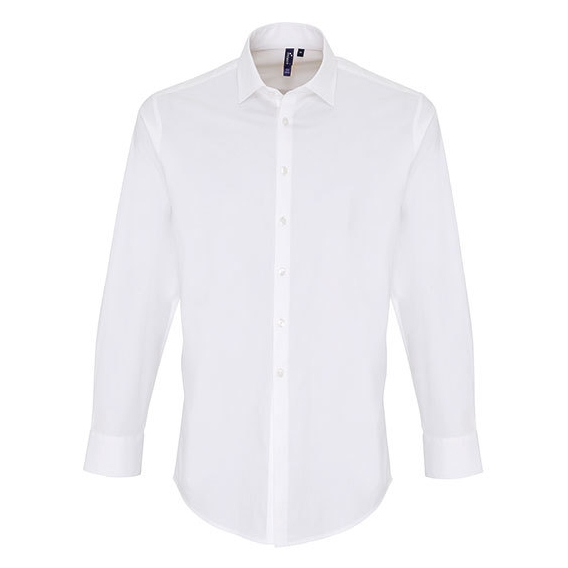 Mens Stretch Fit Poplin Long Sleeve Cotton Shirt