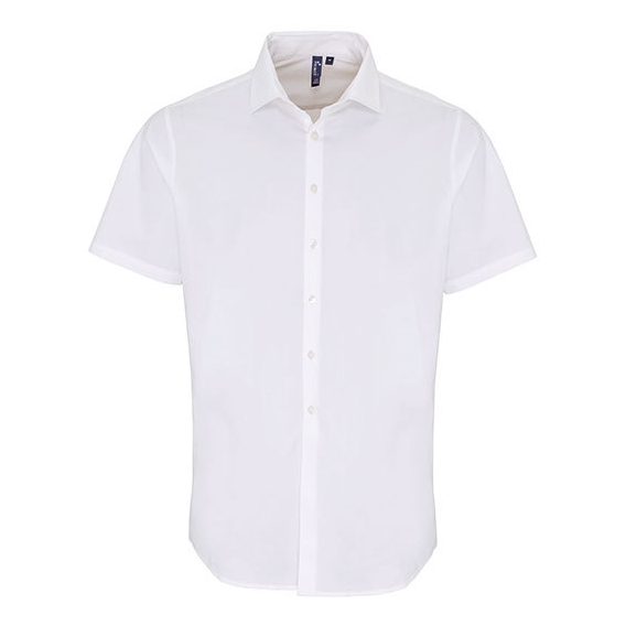 Mens Stretch Fit Poplin Short Sleeve Cotton Shirt