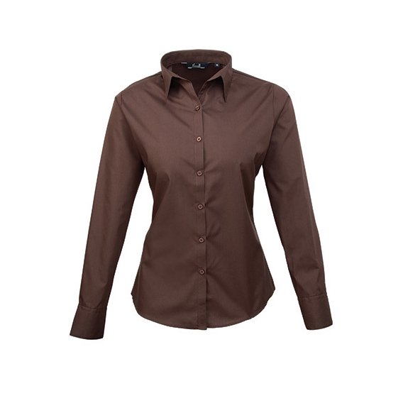 Ladies` Poplin Long Sleeve Blouse