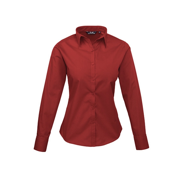 Ladies` Poplin Long Sleeve Blouse