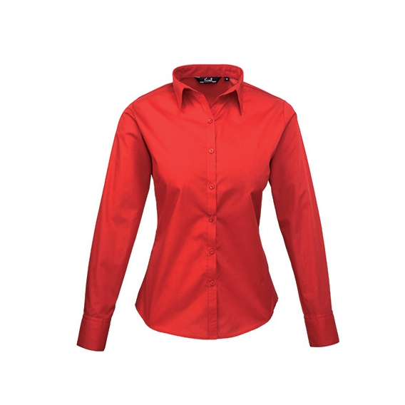 Ladies` Poplin Long Sleeve Blouse