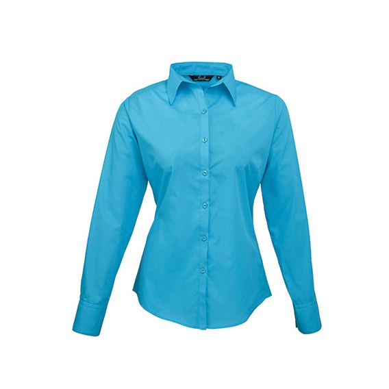 Ladies` Poplin Long Sleeve Blouse