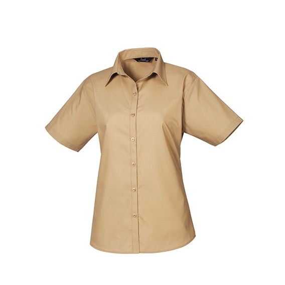 Ladies` Poplin Short Sleeve Blouse