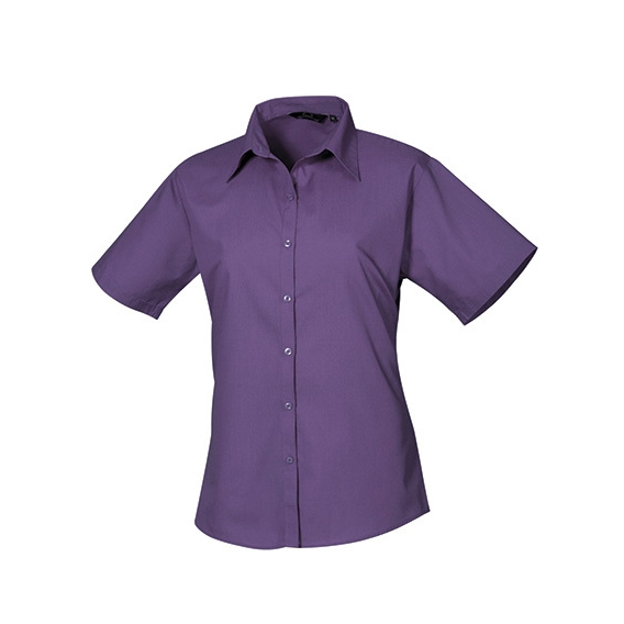 Ladies` Poplin Short Sleeve Blouse