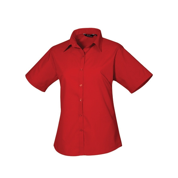 Ladies` Poplin Short Sleeve Blouse