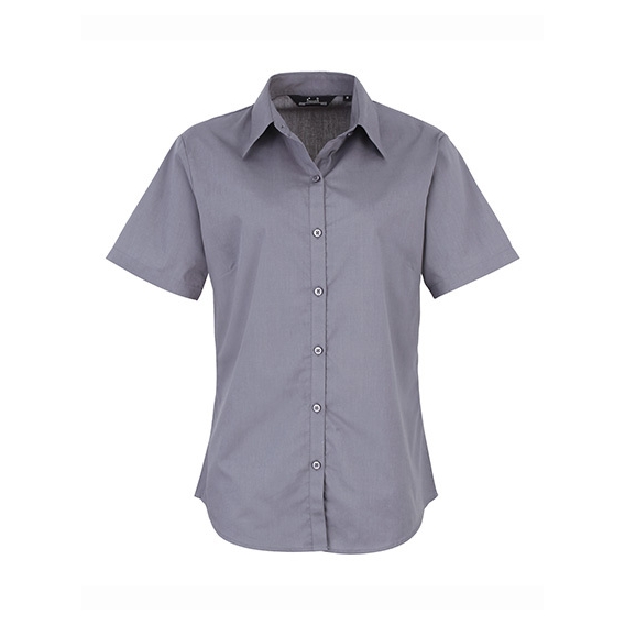 Ladies` Poplin Short Sleeve Blouse