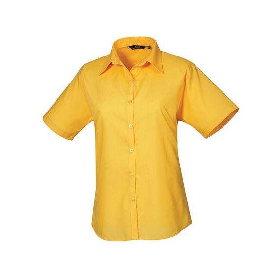 Ladies` Poplin Short Sleeve Blouse