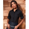 Ladies` Roll-Sleeve' Poplin Blouse