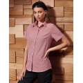 Ladies` Microcheck (Gingham) Short Sleeve Cotton Shirt
