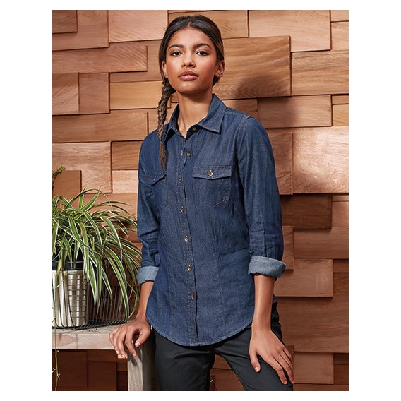 Ladies` Jeans Stitch Denim Shirt