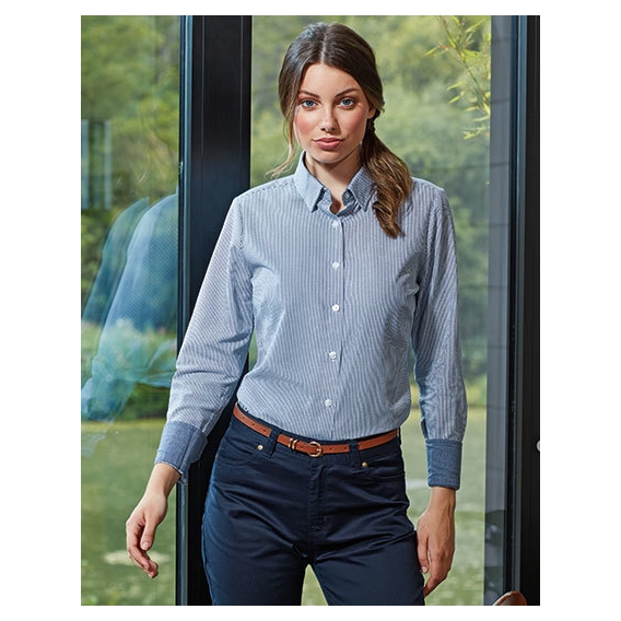 Ladies Cotton Rich Oxford Stripes Shirt