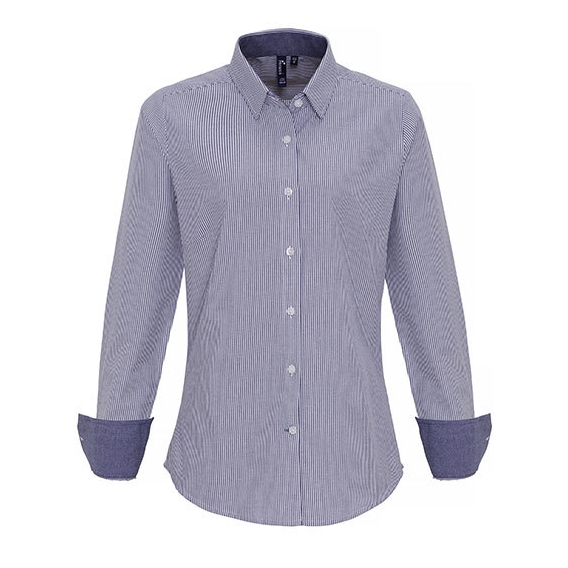 Ladies Cotton Rich Oxford Stripes Shirt