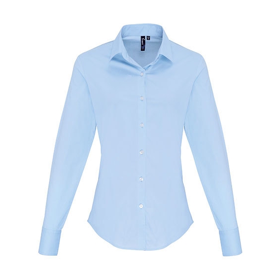 Ladies Stretch Fit Poplin Long Sleeve Cotton Shirt