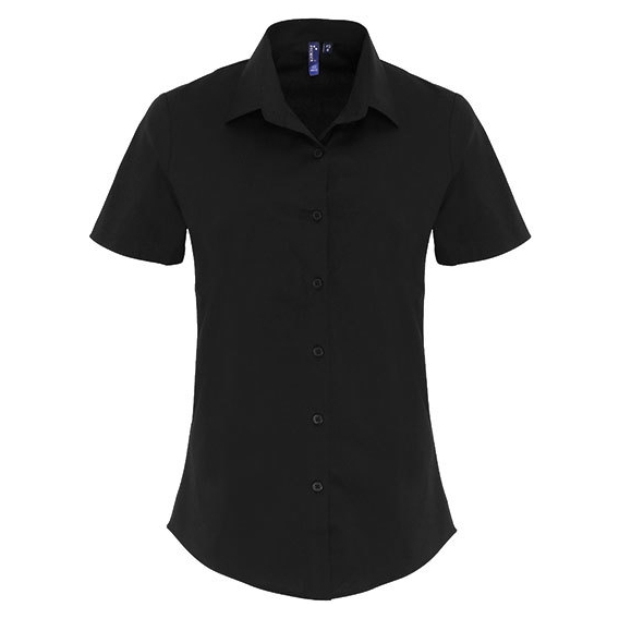 Ladies Stretch Fit Poplin Short Sleeve Cotton Shirt