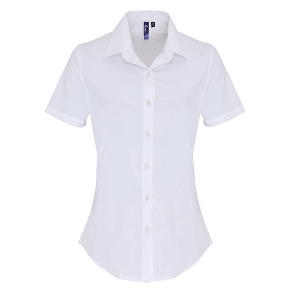 Ladies Stretch Fit Poplin Short Sleeve Cotton Shirt