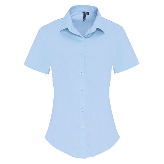 Ladies Stretch Fit Poplin Short Sleeve Cotton Shirt