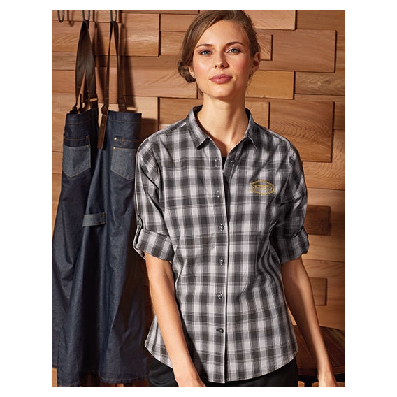 Ladies` Mulligan Check Cotton Long Sleeve Shirt