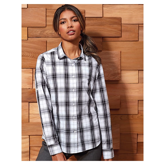 Ginmill Check Womens Long Sleeve Cotton Shirt