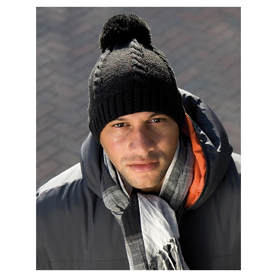 Cable Knit Pom-Pom Beanie