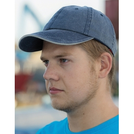 Washed Fine Line Cotton Cap with Sandwich Peak