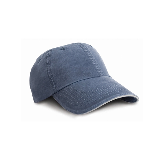 Washed Fine Line Cotton Cap with Sandwich Peak