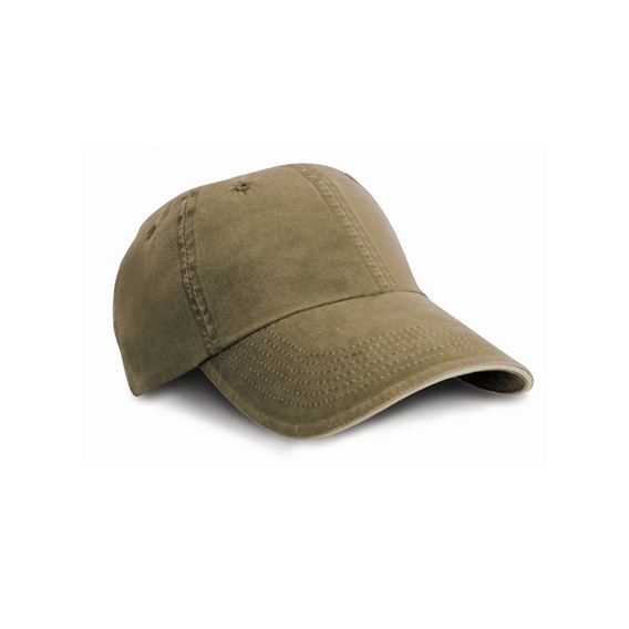 Washed Fine Line Cotton Cap with Sandwich Peak