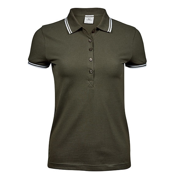Womens Luxury Stripe Stretch Polo