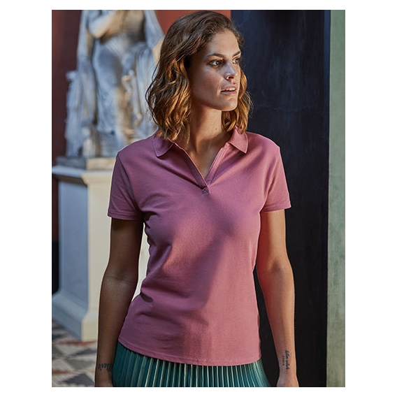Womens Luxury Stretch V-Neck Polo