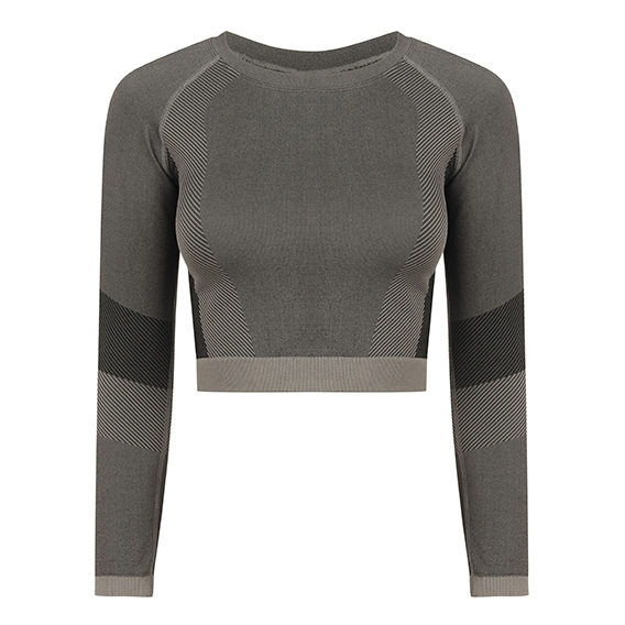 Ladies' Seamless Panelled Long Sleeve Crop Top