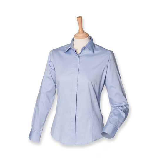Ladies` Long Sleeved Pinpoint Oxford Shirt