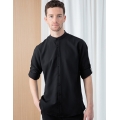 Men `Mandarin Shirt Roll Tab Sleeve