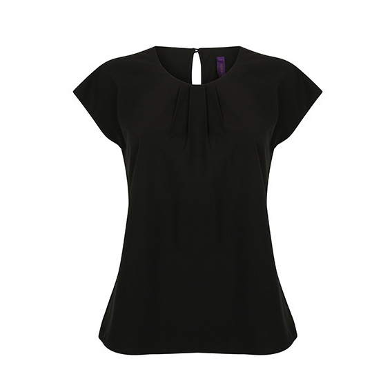 Ladies` Pleat Front Short Sleeve Blouse