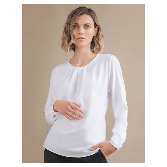 Ladies Pleat Front Long Sleeved Blouse
